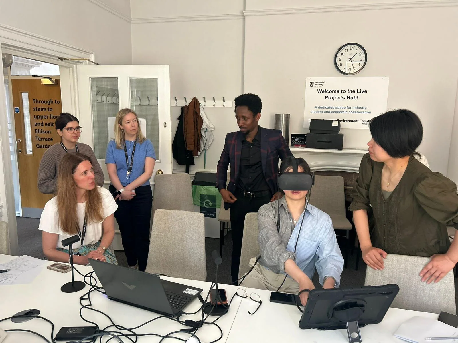 Kufre Antia participating in a collaborative digital construction session at Northumbria University's Live Projects Hub
